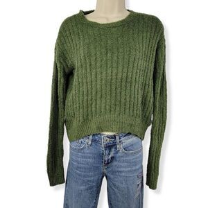 Crave Fame Green Ribbed Textured Sweater XS Junior